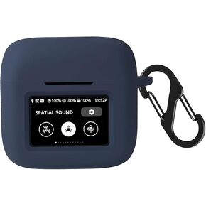 Silicone Case for JBL Tour Pro 3 Earbuds 2023, Shockproof Protective Earbuds Cover with Carabiner Accessories (Black)