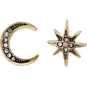 Lonna & Lilly Gold Tone Moon & Star Stud Earrings