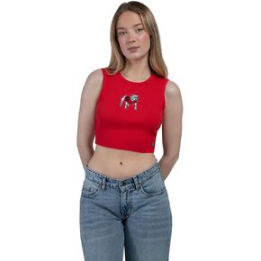 Hype & Vice Cut-Off Tank for Women - University of Georgia Top for Women, Cropped Fit Tank Top, College Shirts for Game Days - Red, X-Large