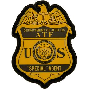 Funny ATF Badge Military Hook and Loop Morale Patch with Decal - Funny Tactical Patch for Hat, Jacket, Backpacks, Carrier, Vests, Helmets - Cool PVC Patch to Boost Morale