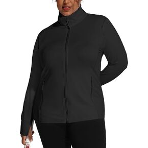 COOTRY Women's Plus Size Athletic Jackets Zip Up Lightweight Workout Running Track Jackets with Thumb Holes