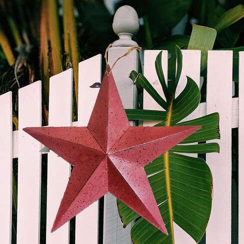 LINCOUNTRY.Red Metal Star Rustic Vintage Wall Decor,8 inch Primitive Metal Star for Crafts,Metal Art Stars,Indoor Outdoor Wall Hanging 3D Star Ornaments Christmas Decor,3pcs in Saudi Arabia