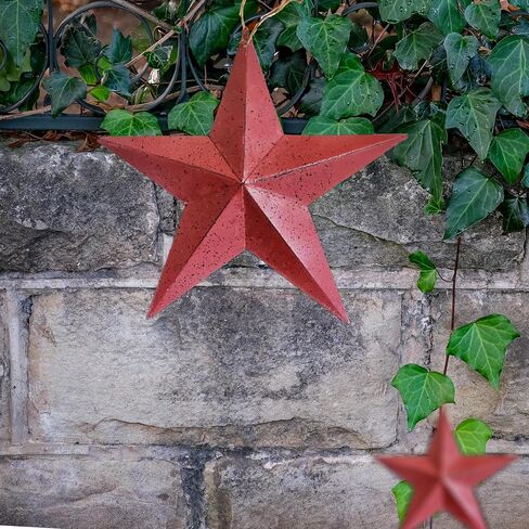 LINCOUNTRY.Red Metal Star Rustic Vintage Wall Decor,8 inch Primitive Metal Star for Crafts,Metal Art Stars,Indoor Outdoor Wall Hanging 3D Star Ornaments Christmas Decor,3pcs in Saudi Arabia