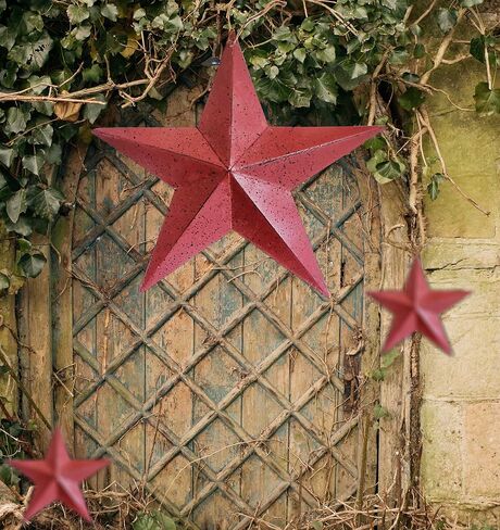 LINCOUNTRY.Red Metal Star Rustic Vintage Wall Decor,8 inch Primitive Metal Star for Crafts,Metal Art Stars,Indoor Outdoor Wall Hanging 3D Star Ornaments Christmas Decor,3pcs in Saudi Arabia