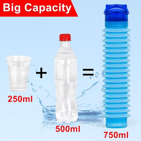 Collapsible Pee Bottle,Portable Emergency Urinal For Men And Women,Pee Sport Pee Bottles With Disposable Bags,750ml,Leakproof,2-Piece Set Car Pee Bottle Suitable For Road Trips,Camping,Traffic Jams in Saudi Arabia