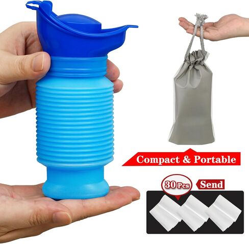 Collapsible Pee Bottle,Portable Emergency Urinal For Men And Women,Pee Sport Pee Bottles With Disposable Bags,750ml,Leakproof,2-Piece Set Car Pee Bottle Suitable For Road Trips,Camping,Traffic Jams in Saudi Arabia