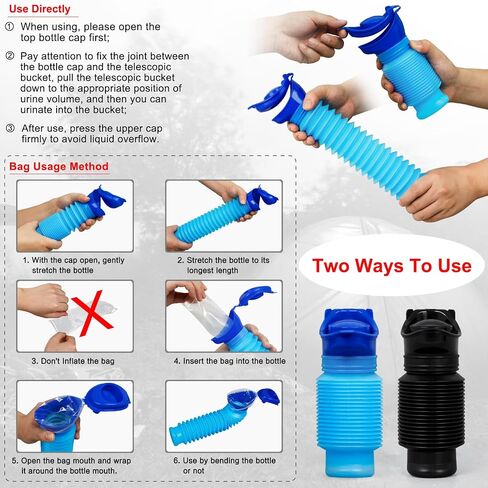Collapsible Pee Bottle,Portable Emergency Urinal For Men And Women,Pee Sport Pee Bottles With Disposable Bags,750ml,Leakproof,2-Piece Set Car Pee Bottle Suitable For Road Trips,Camping,Traffic Jams in Saudi Arabia