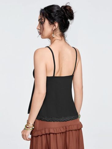 SHENHE Women's Lace Babydoll Tank Top Sexy V Neck Sleeveless Flared Hem Flowy Peplum Tops in Kuwait