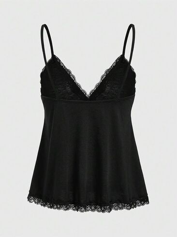 SHENHE Women's Lace Babydoll Tank Top Sexy V Neck Sleeveless Flared Hem Flowy Peplum Tops in Kuwait