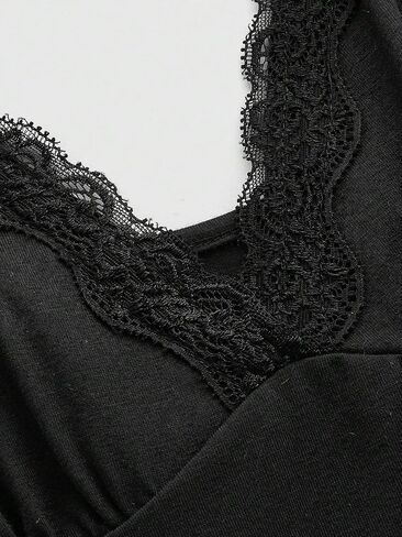 SHENHE Women's Lace Babydoll Tank Top Sexy V Neck Sleeveless Flared Hem Flowy Peplum Tops in Kuwait