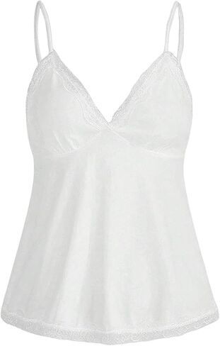 SHENHE Women's Lace Babydoll Tank Top Sexy V Neck Sleeveless Flared Hem Flowy Peplum Tops in Kuwait