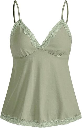 SHENHE Women's Lace Babydoll Tank Top Sexy V Neck Sleeveless Flared Hem Flowy Peplum Tops in Kuwait