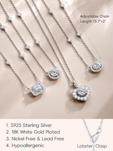 KSTYLE Moissanite Necklace for Women Lab Created Diamond Necklace D Color VVS1 Clarity 925 Sterling Silver Necklace, Jewelry Gifts for Wife Mother Anniversary Birthday Gift for Her in Saudi Arabia