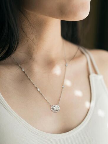 KSTYLE Moissanite Necklace for Women Lab Created Diamond Necklace D Color VVS1 Clarity 925 Sterling Silver Necklace, Jewelry Gifts for Wife Mother Anniversary Birthday Gift for Her in Saudi Arabia