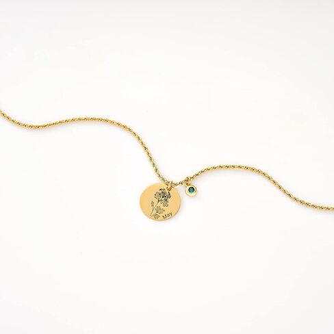 Fettero الولادة زهرة قلادة الذهب عملة ختم قرنفل قلادة جوهرة قلادة 18K الذهب فراغ مطلي لذيذ 2MM تويست حبل سلسلة بسيطة شخصية مجوهرات للنساء in Kuwait