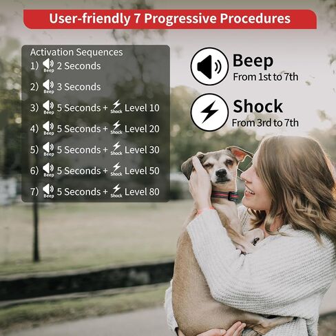 PetJoy Dog Bark Collar for Small Medium Large Dog, Smart Anti Bark Collars with 5 Sensitivity - 7 Progressive Procedures, Barking Collar with Beep & Shock (Green) in Saudi Arabia