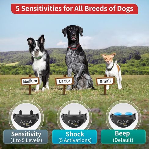 PetJoy Dog Bark Collar for Small Medium Large Dog, Smart Anti Bark Collars with 5 Sensitivity - 7 Progressive Procedures, Barking Collar with Beep & Shock (Green) in Saudi Arabia