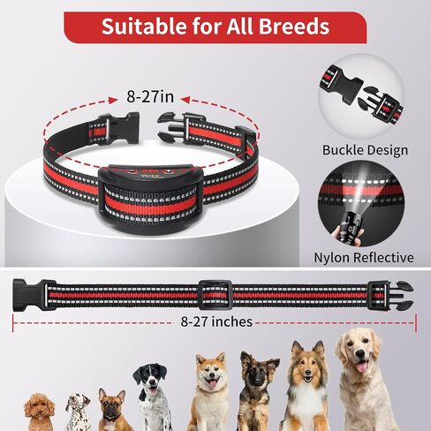 PetJoy Dog Bark Collar for Small Medium Large Dog, Smart Anti Bark Collars with 5 Sensitivity - 7 Progressive Procedures, Barking Collar with Beep & Shock (Green) in Saudi Arabia