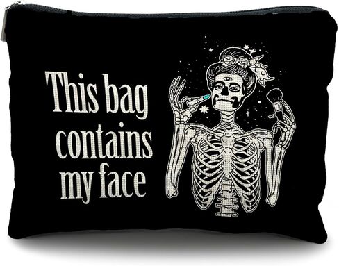 goth makeup bag,goth gifts for women,spooky Funny gifts for women, emo bag,This Bag Contains My Face,gothic makeup bag,halloween gifts for women,spooky gifts,witchy gifts for women(black) in Saudi Arabia