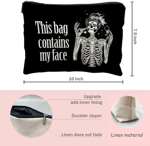 goth makeup bag,goth gifts for women,spooky Funny gifts for women, emo bag,This Bag Contains My Face,gothic makeup bag,halloween gifts for women,spooky gifts,witchy gifts for women(black) in Saudi Arabia