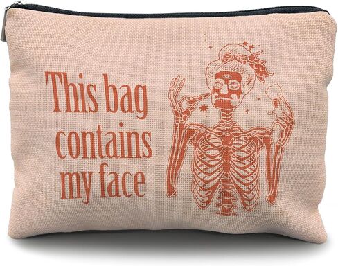 goth makeup bag,goth gifts for women,spooky Funny gifts for women, emo bag,This Bag Contains My Face,gothic makeup bag,halloween gifts for women,spooky gifts,witchy gifts for women(black) in Saudi Arabia