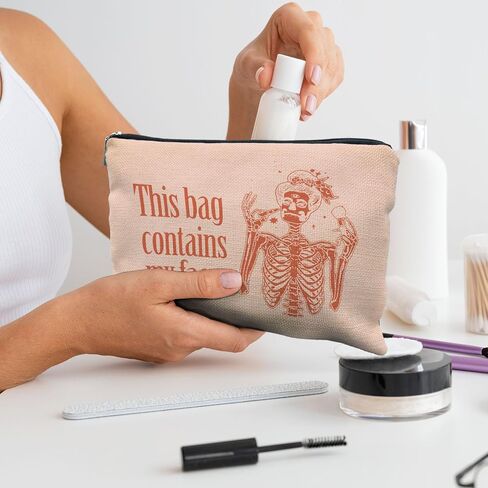 goth makeup bag,goth gifts for women,spooky Funny gifts for women, emo bag,This Bag Contains My Face,gothic makeup bag,halloween gifts for women,spooky gifts,witchy gifts for women(black) in Saudi Arabia