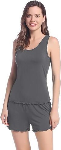 Joyaria Womens Bamboo Viscose Pajama Shorts Sets Tank Top Pjs Ultra Soft Sleepwear S-XXL in Saudi Arabia