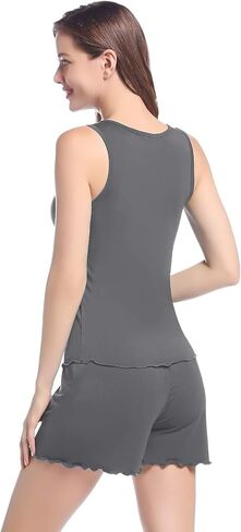 Joyaria Womens Bamboo Viscose Pajama Shorts Sets Tank Top Pjs Ultra Soft Sleepwear S-XXL in Saudi Arabia