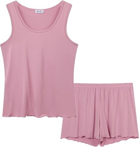 Joyaria Womens Bamboo Viscose Pajama Shorts Sets Tank Top Pjs Ultra Soft Sleepwear S-XXL in Saudi Arabia