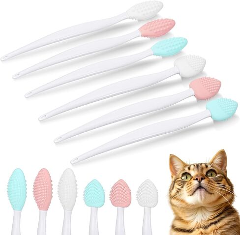 4Pcs Cat Acne Chin Treatment, Black Seed Brush Soft Silicone Cat Grooming Scraper Brush, for Cats Chin Acne & Blackhead Exfoliation, Double-sided Cat Brush in Saudi Arabia