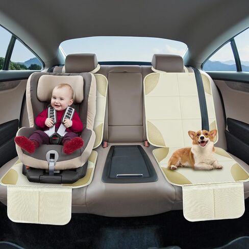 Musclez Car Seat Protector for Child Car Seat, 1 Pack Baby Car Seat Cover Waterproof 600D Fabric Padding Non-Slip Backing 2 Mesh Pockets, Carseat Protector for Travel Vehicles Baby Pets in Saudi Arabia