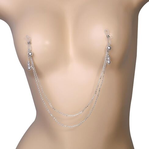 Summer Pearl Bra Chain Jewelry Festival Rave Non Piercing Nipple Chain Jewelry Sexy Lingerie Chest Body Jewelry for Women in Saudi Arabia