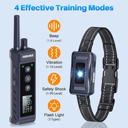 Dog Shock Collar - 4300FT Dog Training Collar with Remote,Shock-Lock,Light for Night Walks, Innovative IPX7 Waterproof with 4 Training Modes, Rechargeable E-Collar for 8-150 LBS in Saudi Arabia