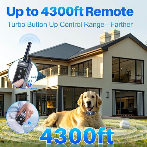 Dog Shock Collar - 4300FT Dog Training Collar with Remote,Shock-Lock,Light for Night Walks, Innovative IPX7 Waterproof with 4 Training Modes, Rechargeable E-Collar for 8-150 LBS in Saudi Arabia