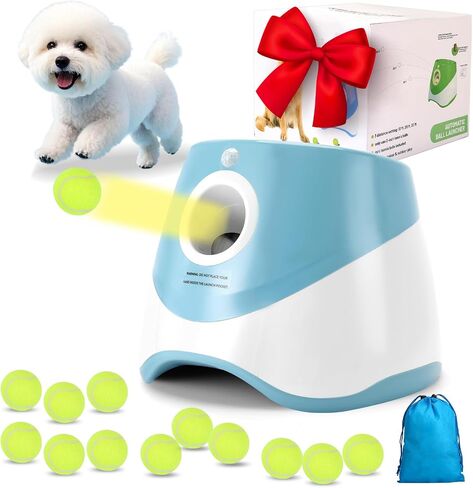 Automatic Ball Thrower for Dogs, Dog Ball Thrower Launcher with 10-30 Ft Distance, Rechargeable Automatic Dog Toy, Dog Ball Launcher - Included 12pcs 2" Balls, for Puppy (Red) in Saudi Arabia