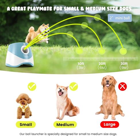 Automatic Ball Thrower for Dogs, Dog Ball Thrower Launcher with 10-30 Ft Distance, Rechargeable Automatic Dog Toy, Dog Ball Launcher - Included 12pcs 2" Balls, for Puppy (Red) in Saudi Arabia