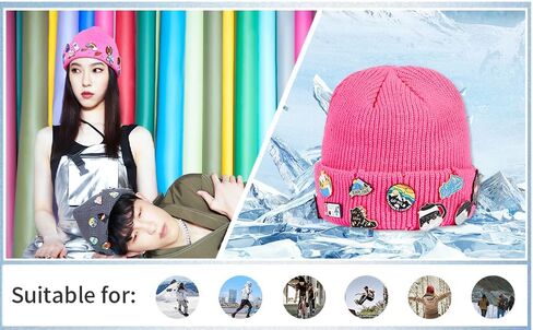 Customizable Beanie with Badges - Warm and Cozy Winter Hat for Men & Women, Great for Outdoor Fun Black in Saudi Arabia
