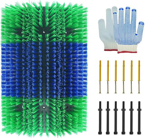 Extra Large Size Livestock scratch bruhes,Durable scratch massage brush,Triple widening design, Easy to Install,Suitable for Cattle,Sheep, Horses Livestock,17 * 9 * 1 inches(Yellow and Blue) in Saudi Arabia