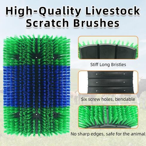 Extra Large Size Livestock scratch bruhes,Durable scratch massage brush,Triple widening design, Easy to Install,Suitable for Cattle,Sheep, Horses Livestock,17 * 9 * 1 inches(Yellow and Blue) in Saudi Arabia