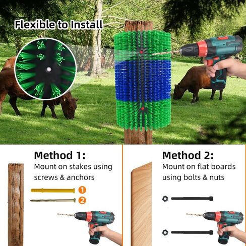 Extra Large Size Livestock scratch bruhes,Durable scratch massage brush,Triple widening design, Easy to Install,Suitable for Cattle,Sheep, Horses Livestock,17 * 9 * 1 inches(Yellow and Blue) in Saudi Arabia
