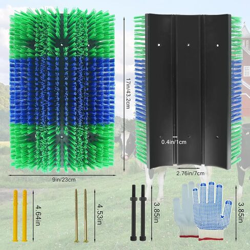 Extra Large Size Livestock scratch bruhes,Durable scratch massage brush,Triple widening design, Easy to Install,Suitable for Cattle,Sheep, Horses Livestock,17 * 9 * 1 inches(Yellow and Blue) in Saudi Arabia