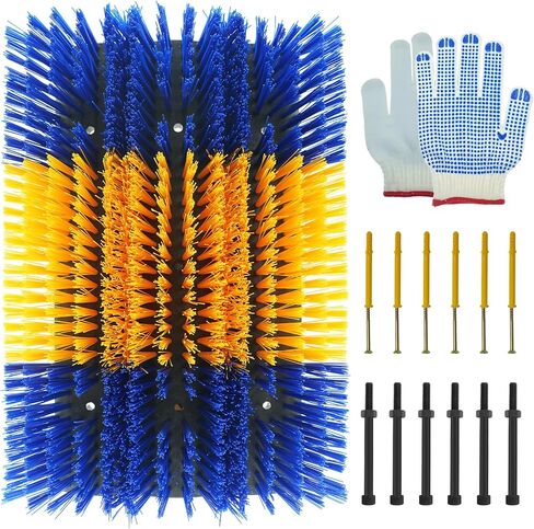 Extra Large Size Livestock scratch bruhes,Durable scratch massage brush,Triple widening design, Easy to Install,Suitable for Cattle,Sheep, Horses Livestock,17 * 9 * 1 inches(Yellow and Blue) in Saudi Arabia