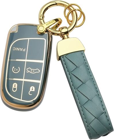 لجيب مفتاح فوب غطاء سلسلة المفاتيح تناسب جراند شيروكي رينيجيد كرايسلر 200 300 دودج رام دورانجو تشالنجر رحلة الذكية مفتاح قذيفة (أسود) in Kuwait