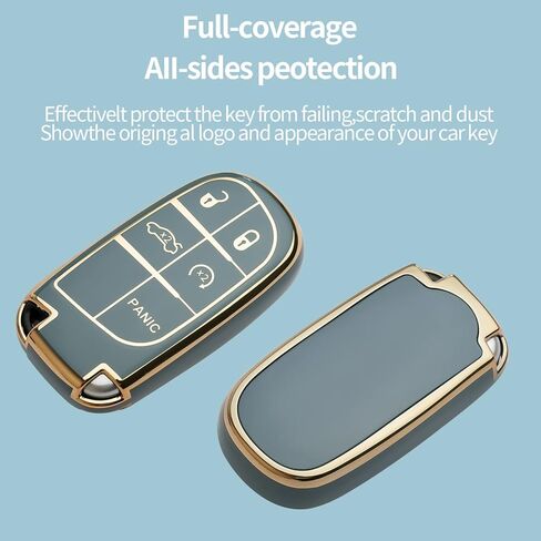 لجيب مفتاح فوب غطاء سلسلة المفاتيح تناسب جراند شيروكي رينيجيد كرايسلر 200 300 دودج رام دورانجو تشالنجر رحلة الذكية مفتاح قذيفة (أسود) in Kuwait