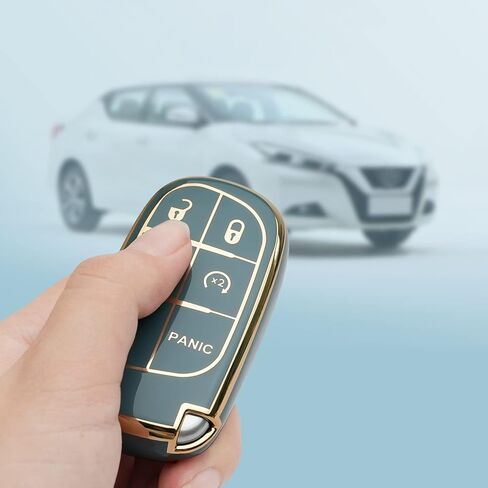 لجيب مفتاح فوب غطاء سلسلة المفاتيح تناسب جراند شيروكي رينيجيد كرايسلر 200 300 دودج رام دورانجو تشالنجر رحلة الذكية مفتاح قذيفة (أسود) in Kuwait