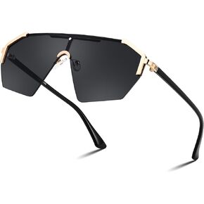 FEISEDY Fashion Flat One Piece Oversized Sunglasses Rimless Irregular Stylish Retro Design Shade Women Men B0153