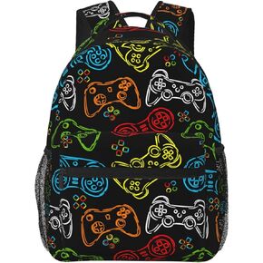 Fiokroo Video Game Controller Black Background Backpack School Bag For Students Teens Men Women Gaming Gadgets Laptop Backpacks Travel Daypack Bag With Multiple Pockets