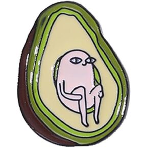 A Little Person Sitting In Avocado Brooch Lapel Pin Metal Enamel Delicate Brooch Pin Accessory for Backpack Clothes Hat Decoration Badges for Women Men Girls Kids Gift