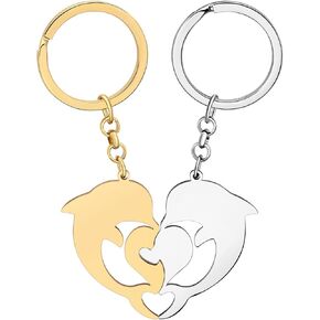 DUOWEI الفولاذ المقاوم للصدأ الأزواج سلاسل المفاتيح الحيوانات Keyrings للنساء عشاق أفضل الأصدقاء هدايا عيد الحب