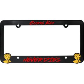 Cobra Kai Never Dies for Karate Kid 3D Raised License Plate Frame | 1 Pack Car License Plate Cover | Universal US Black License Plate Holder | Auto Accessories (Car, Truck and SUV)
